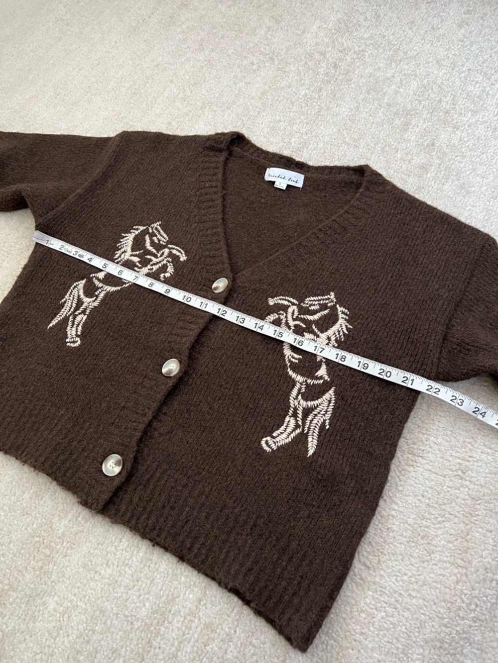 Threaded Leaf Horse Equestrian Wool Cardigan Swea… - image 6